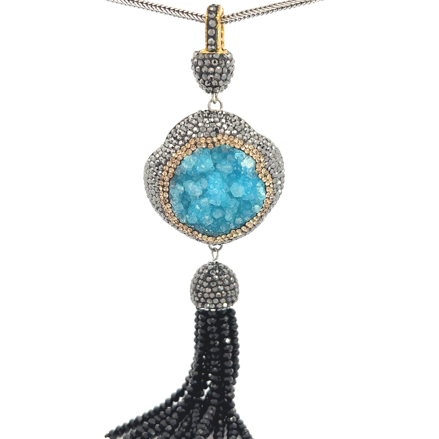 Turquoise Gemstone & Crystal Pendant - Born To Glam