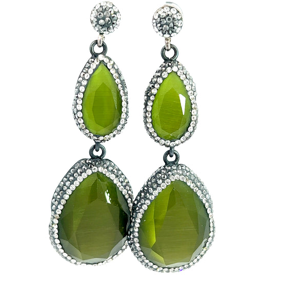 Olive Green Tourmaline Sterling Silver Earring - Born To Glam
