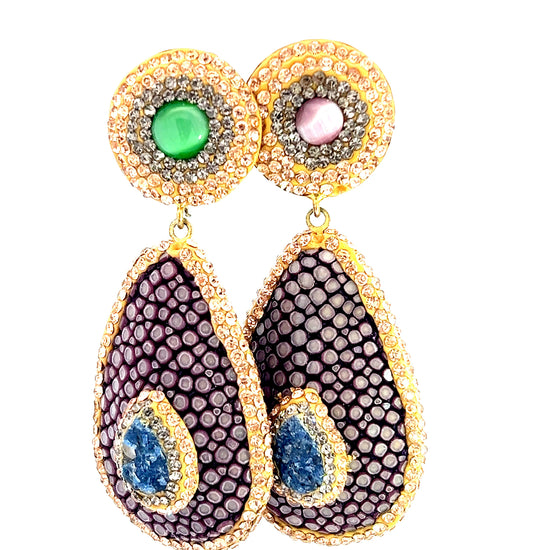 Load image into Gallery viewer, Shagreen Multicolor Gemstone Earring - Born To Glam

