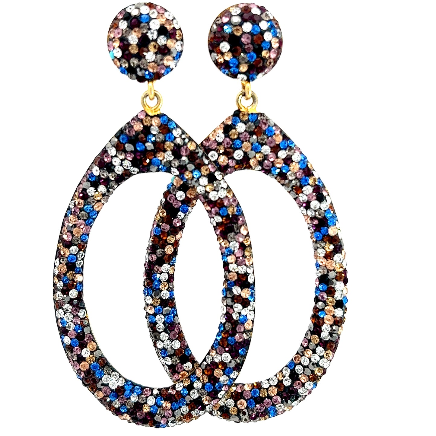 Brown and Blue Multicolor Crystal Earring - Born To Glam
