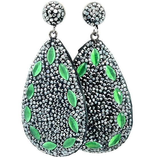 Green Gems Silver Crystal Teardrop Sterling Silver Earring - Born To Glam