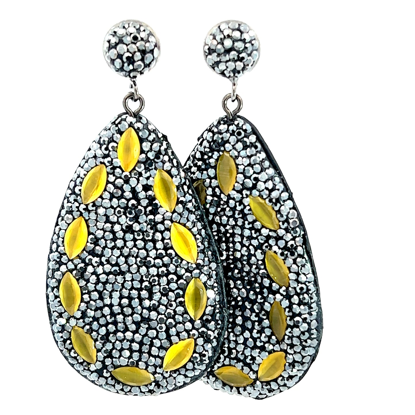 Load image into Gallery viewer, Crystal &amp;amp; Yellow Gemstone Sterling Silver Teardrop Earring - Born To Glam
