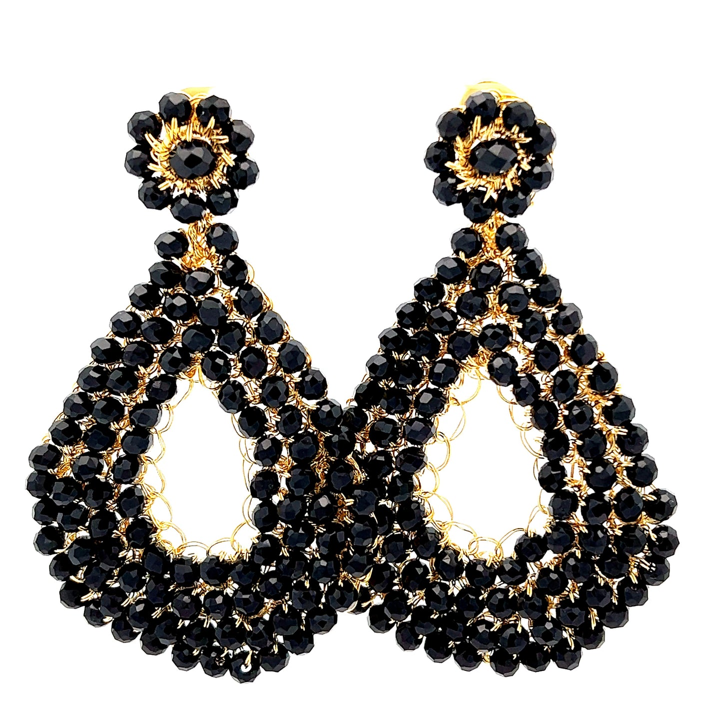 Load image into Gallery viewer, Black Crystal Teardrop Statement Earring - Born To Glam
