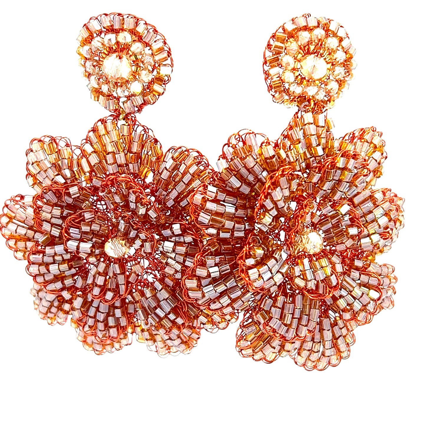Load image into Gallery viewer, Rust Floral Crystal Earring - Born To Glam
