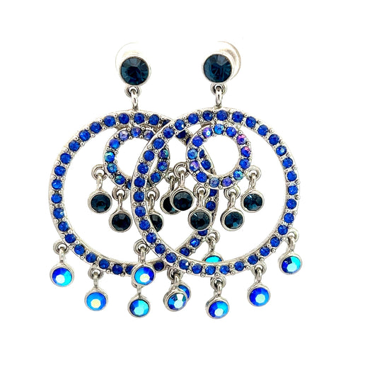 Blue Crystal Circular Statement Earrings - Born To Glam
