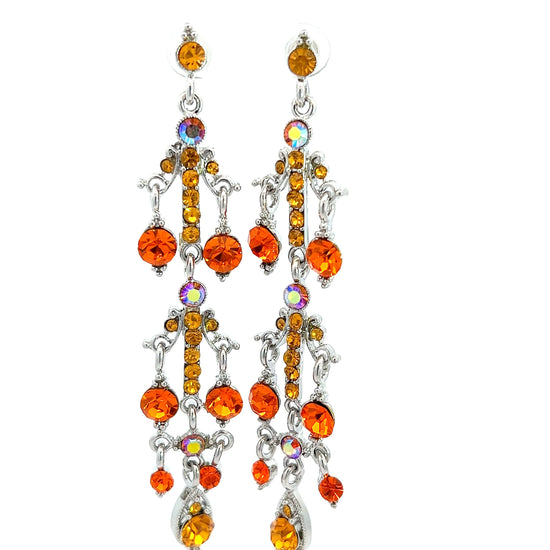 Orange Crystal Long Earrings - Born To Glam