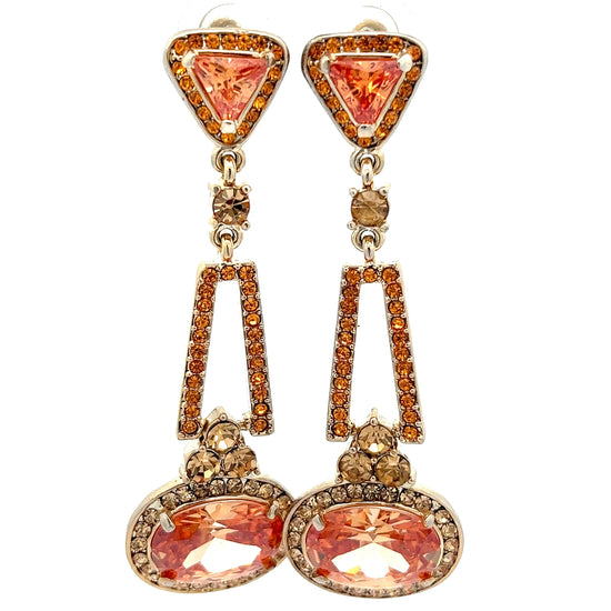 Load image into Gallery viewer, Champagne CZ Crystal Drop Statement Earrings - Born To Glam
