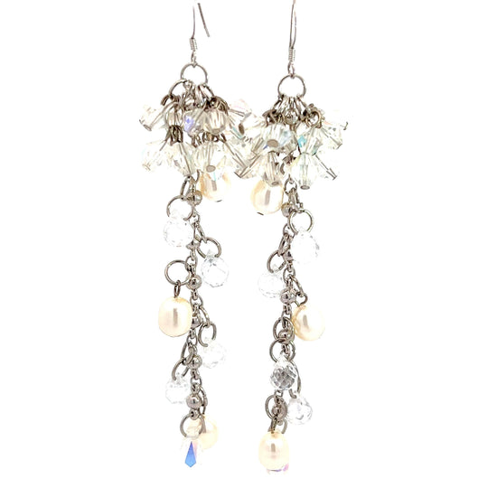 Load image into Gallery viewer, Iridescent Crystal Dangling Silver Earrings - Born To Glam
