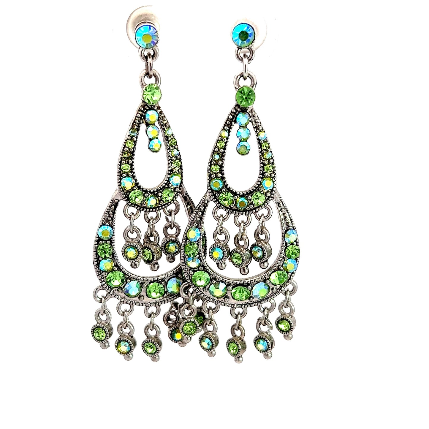 Load image into Gallery viewer, Green Crystal Chandelier Earrings - Born To Glam
