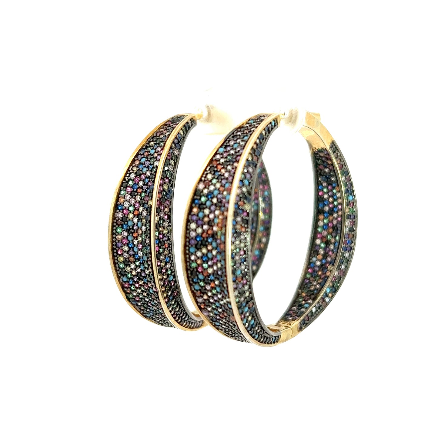 Load image into Gallery viewer, Multicolor Crystal Sterling Silver Hoop - Born To Glam
