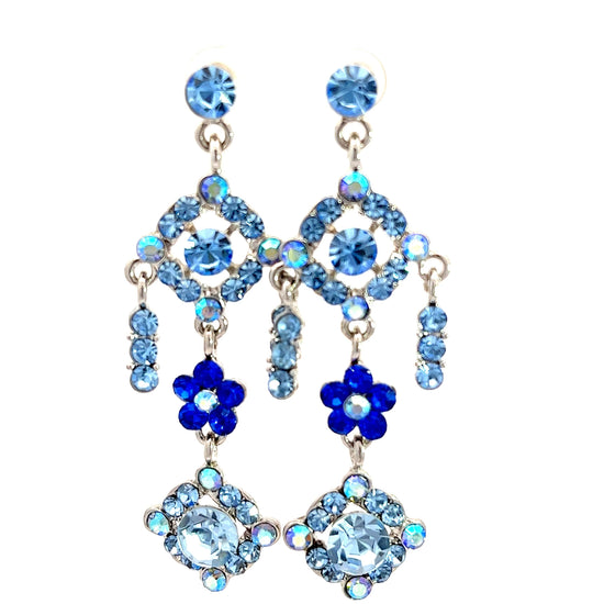Load image into Gallery viewer, Blue Crystal Diamond Chandelier Earrings - Born To Glam
