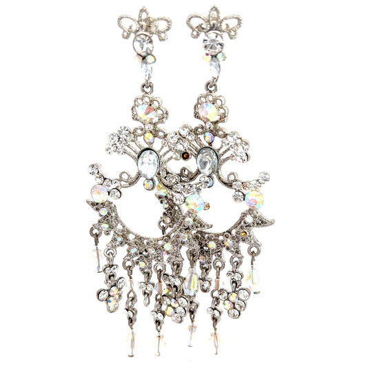 Load image into Gallery viewer, Iridescent Clear Crystal Chandelier Statement Earrings - Born To Glam
