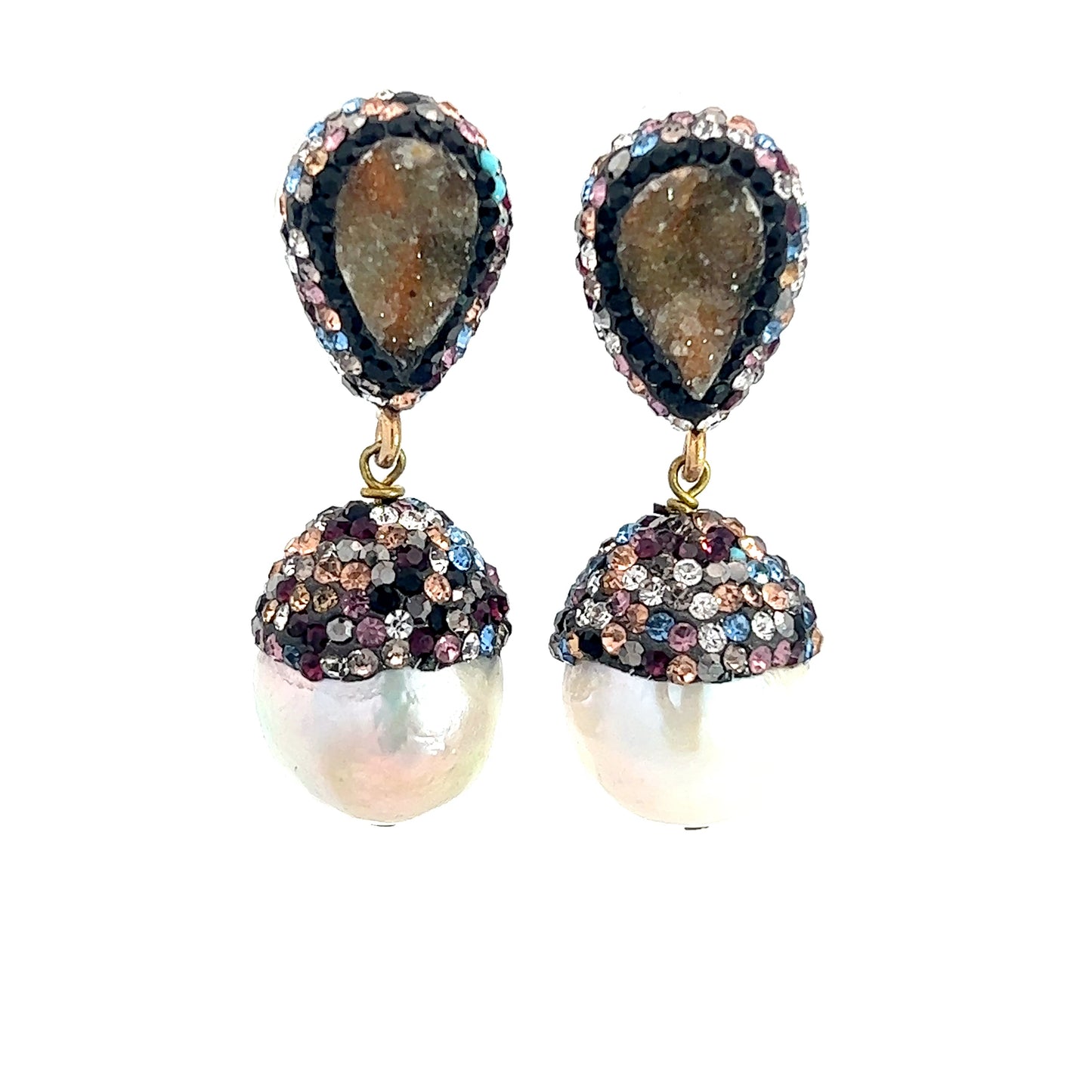 Gemstone Pearl Drop Earring - Born To Glam