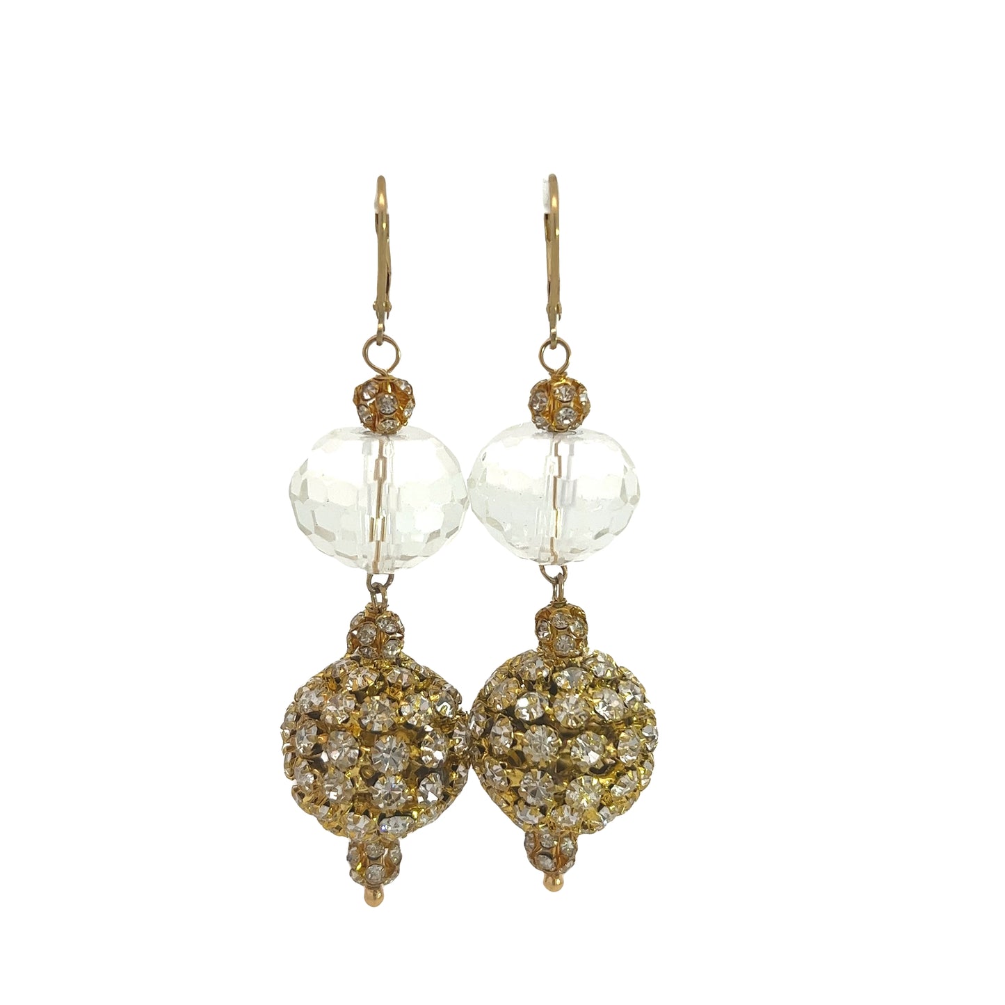 Load image into Gallery viewer, Gold Rhinestone Crystal Sphere Earring - Born To Glam
