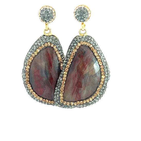 Load image into Gallery viewer, Burgundy Gemstone Dangle Earring - Born To Glam
