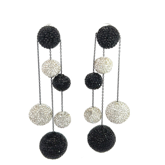 Black & White Crystal Ball Dangling Earring - Born To Glam