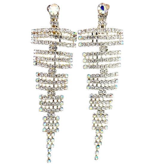 Load image into Gallery viewer, Rhinestone Long Clip On Drop Earring - Born To Glam

