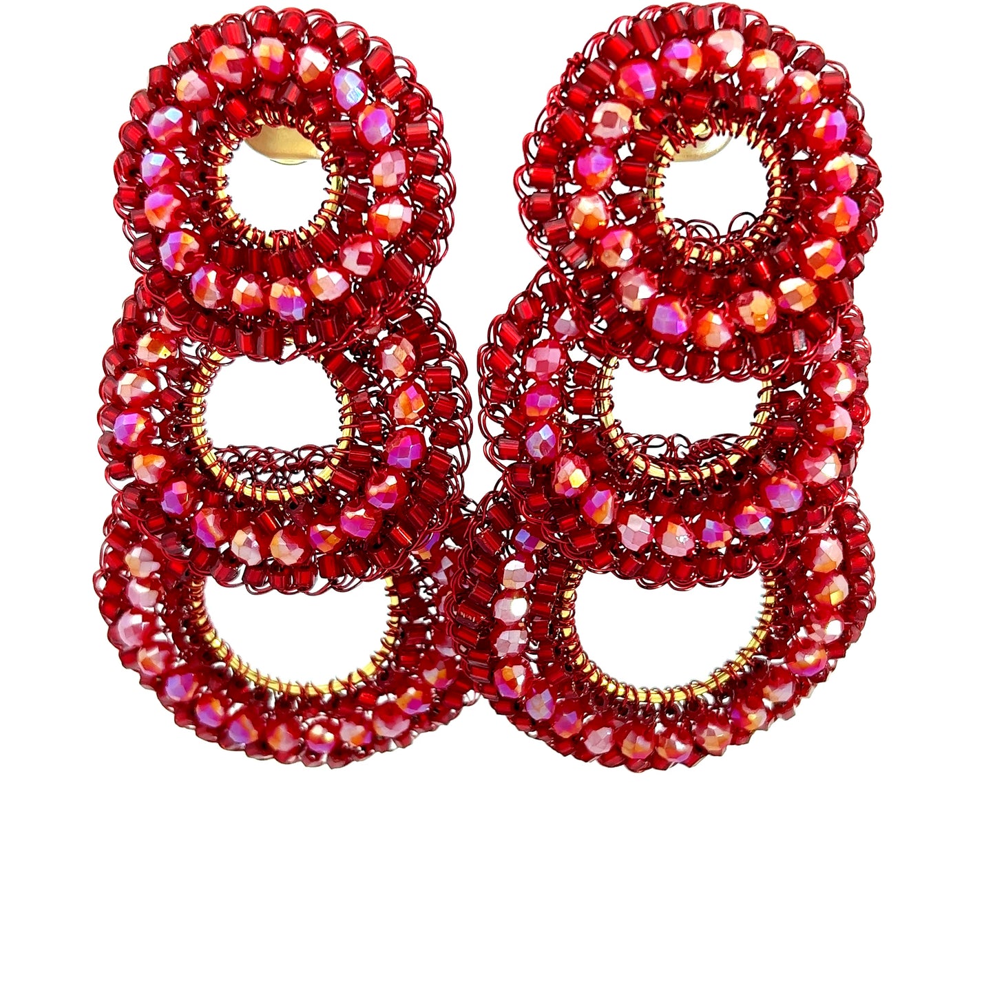 Red Circle Statement Earring - Born To Glam