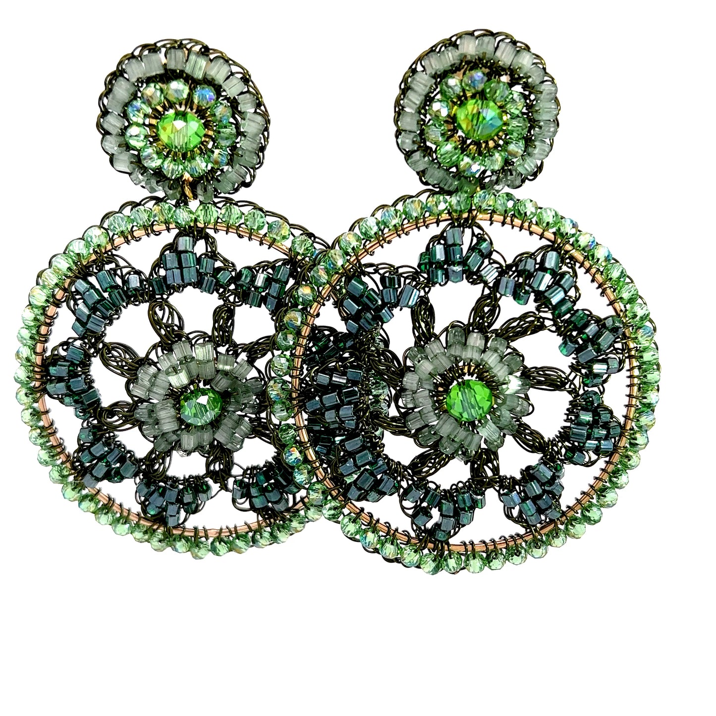 Load image into Gallery viewer, Green Circle Statement Earring - Born To Glam

