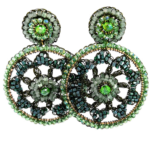 Green Circle Statement Earring - Born To Glam