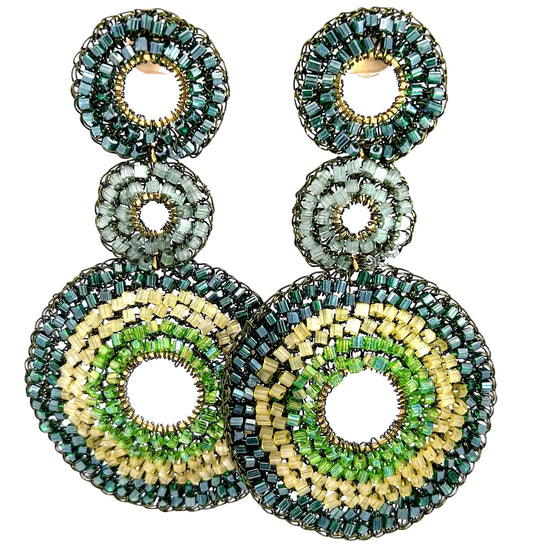 Green Multi Circle Statement Earring - Born To Glam