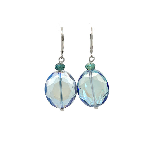 Load image into Gallery viewer, Blue Iridescent Crystal Earrings - Born To Glam
