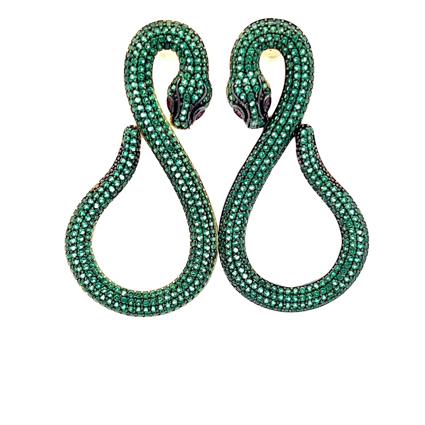 Green Serpent CZ Sterling Silver Drop Earring - Born To Glam