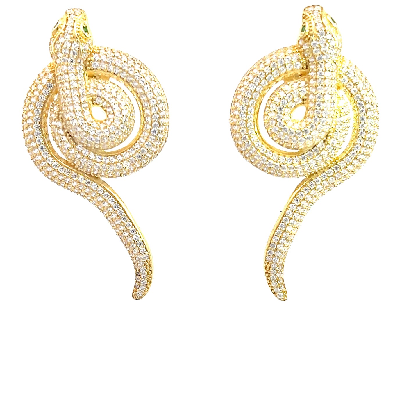 Gold CZ Crystal Serpent Drop Earring - Born To Glam