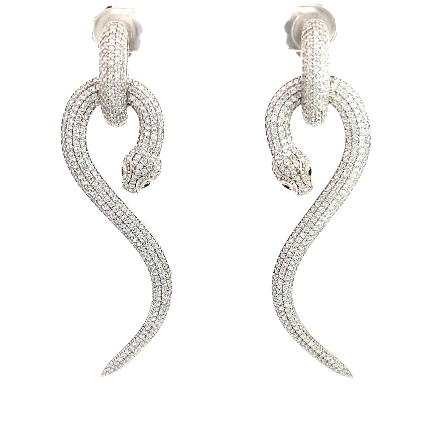 CZ Serpent Sterling Silver Drop Earring - Born To Glam