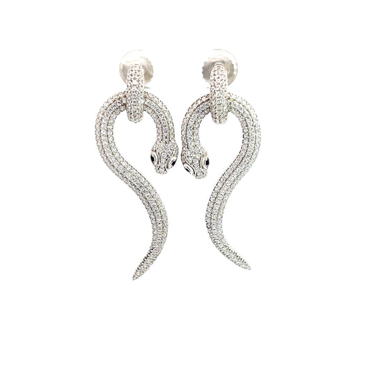 Small CZ Crystal Serpent Drop Earring - Born To Glam