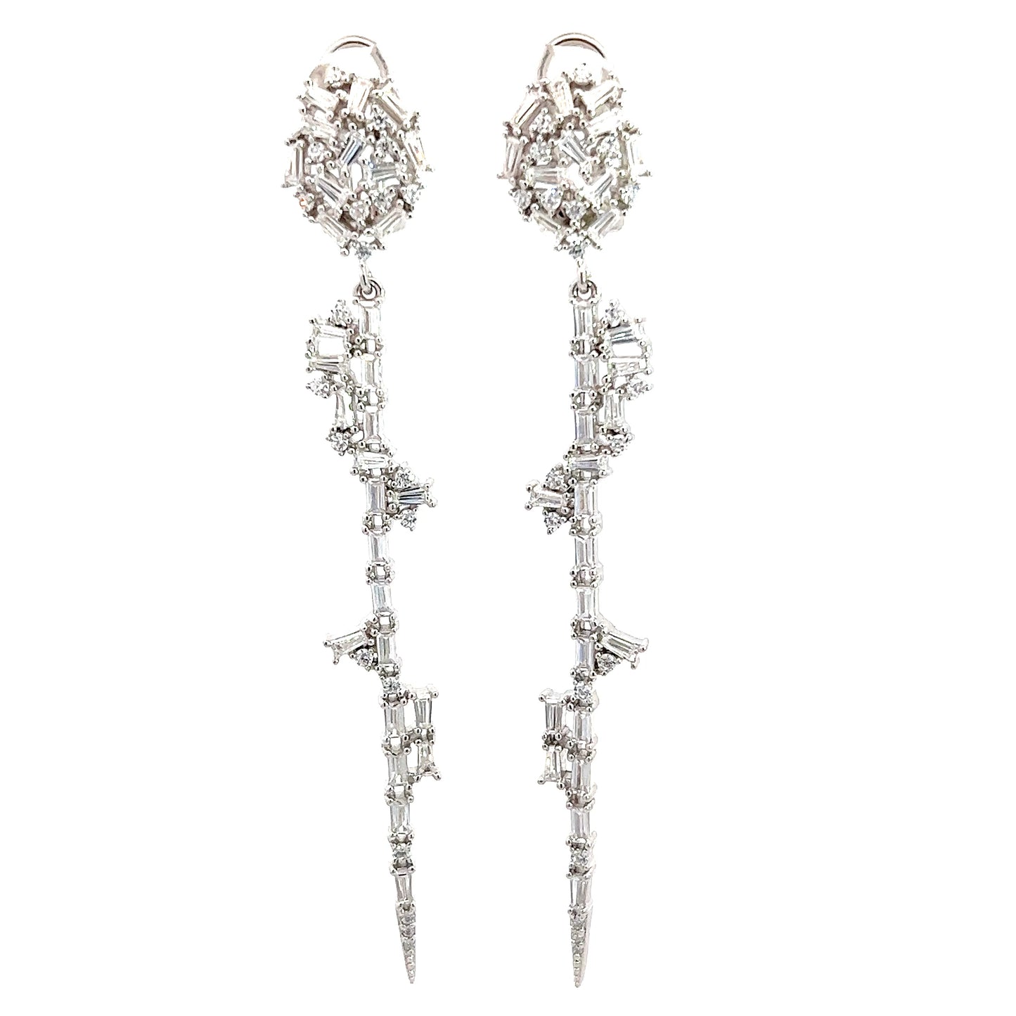 Load image into Gallery viewer, CZ Baguette Sterling Silver Drop Earring - Born To Glam
