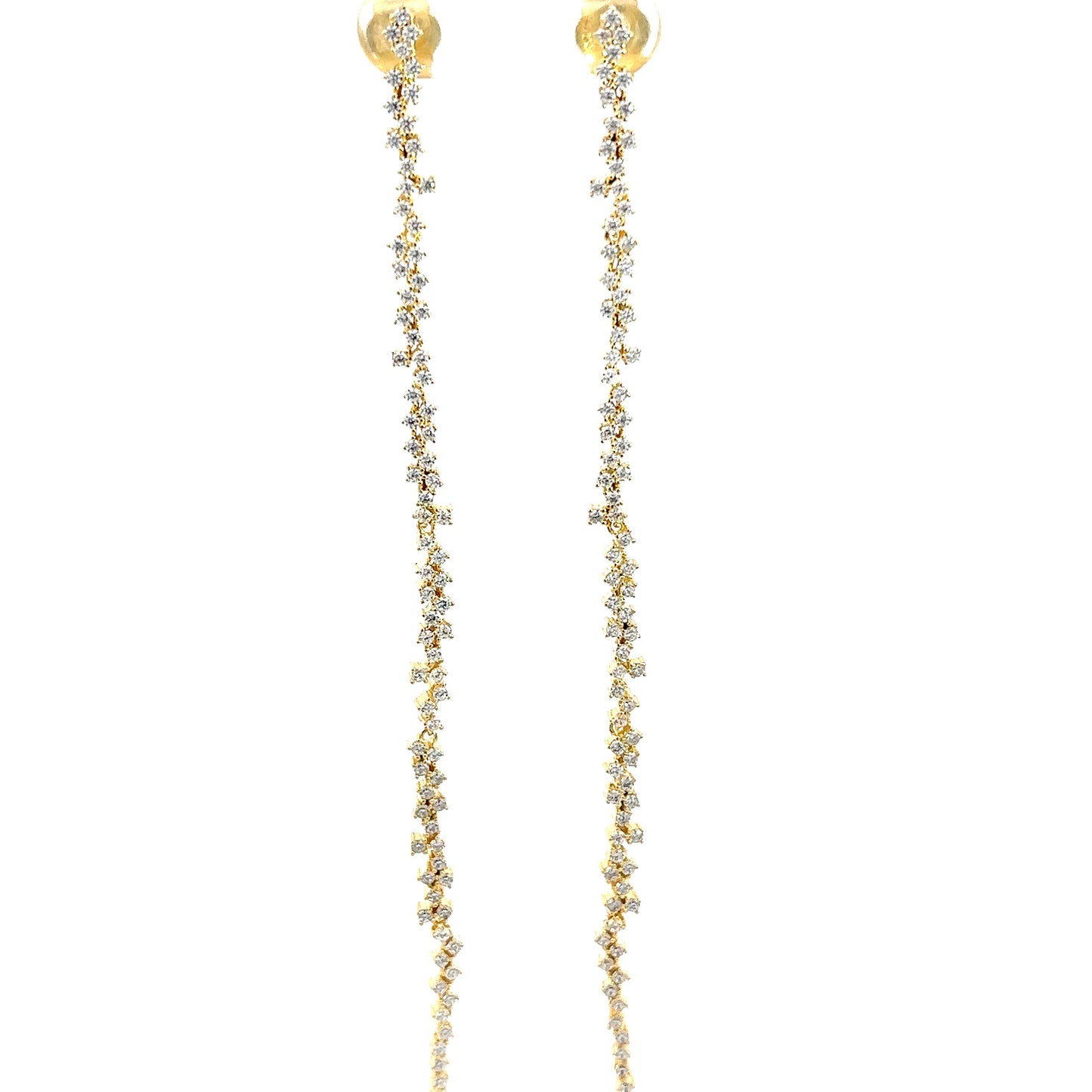 Load image into Gallery viewer, Gold CZ and Sterling Silver Long Drop Earring - Born To Glam
