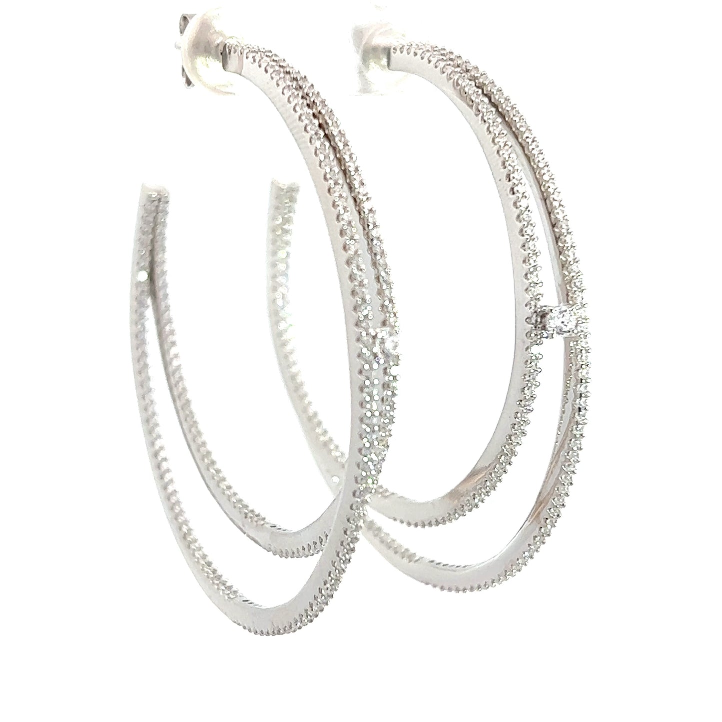 Load image into Gallery viewer, Crystal CZ Sterling Silver Double Hoop Earring - Born To Glam
