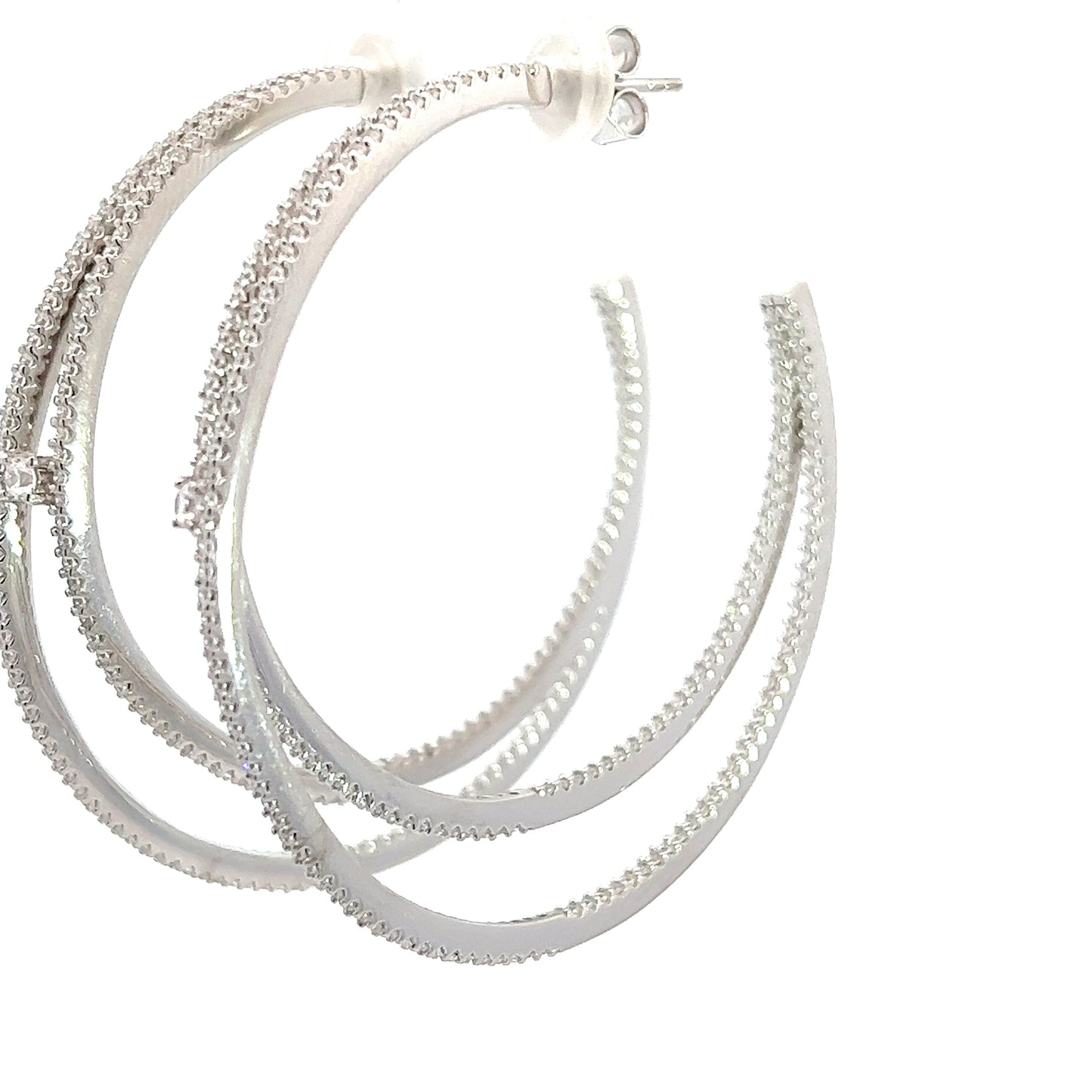 Load image into Gallery viewer, Crystal CZ Sterling Silver Double Hoop Earring - Born To Glam
