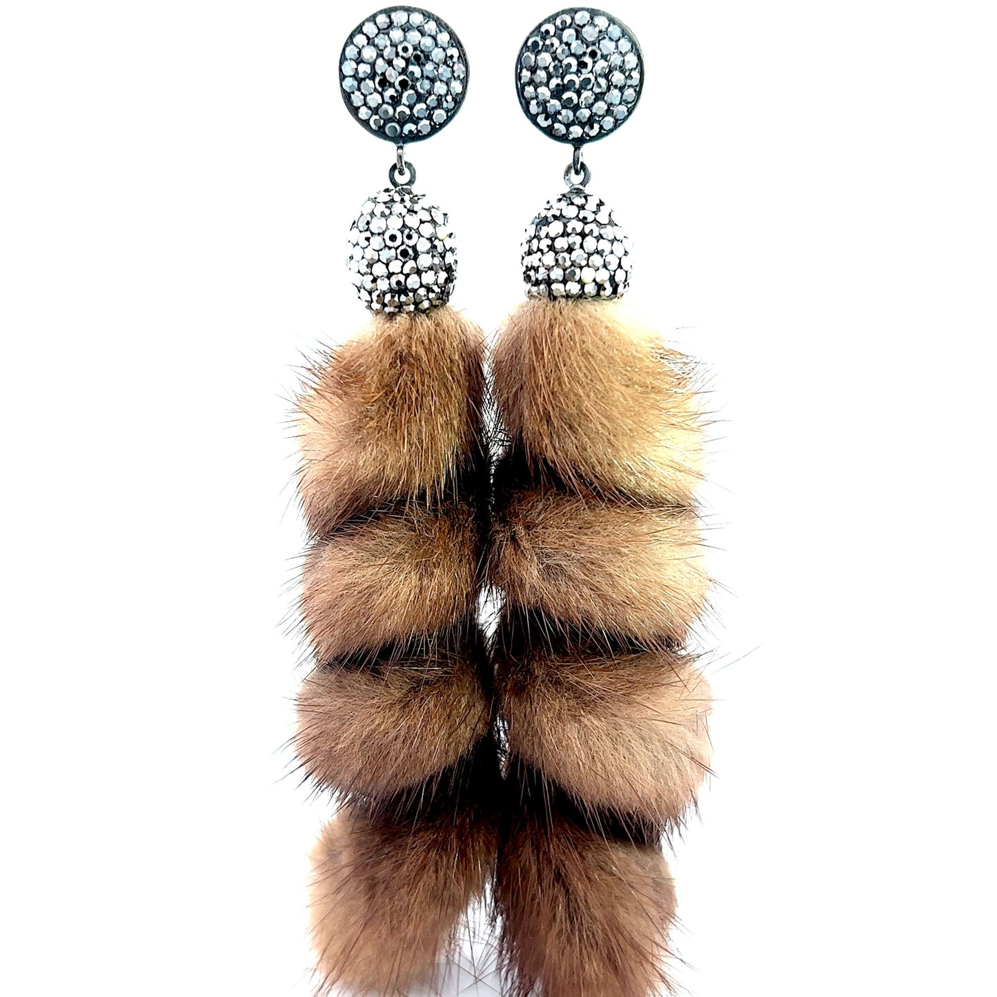 Brown Fur Swirl Crystal Earring - Born To Glam