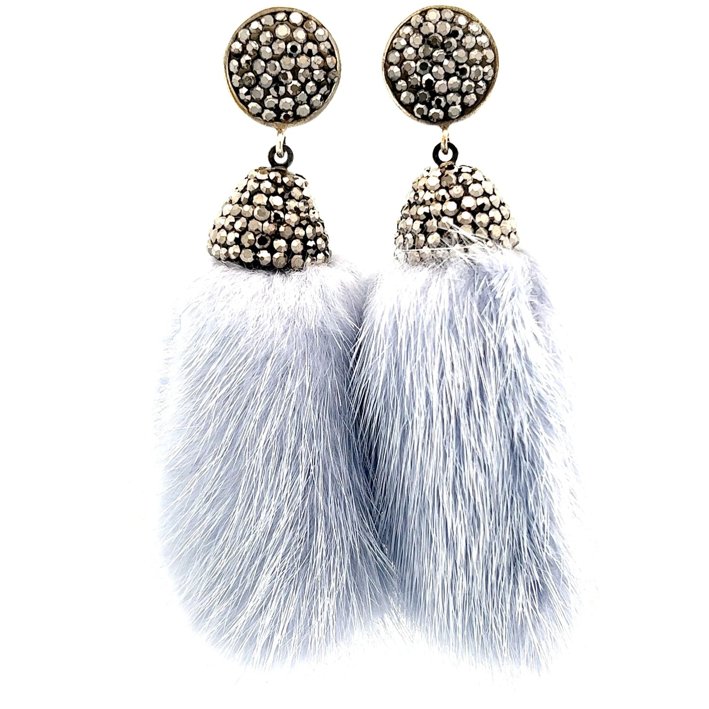 Blue Periwinkle Fur Drop Crystal Earring - Born To Glam