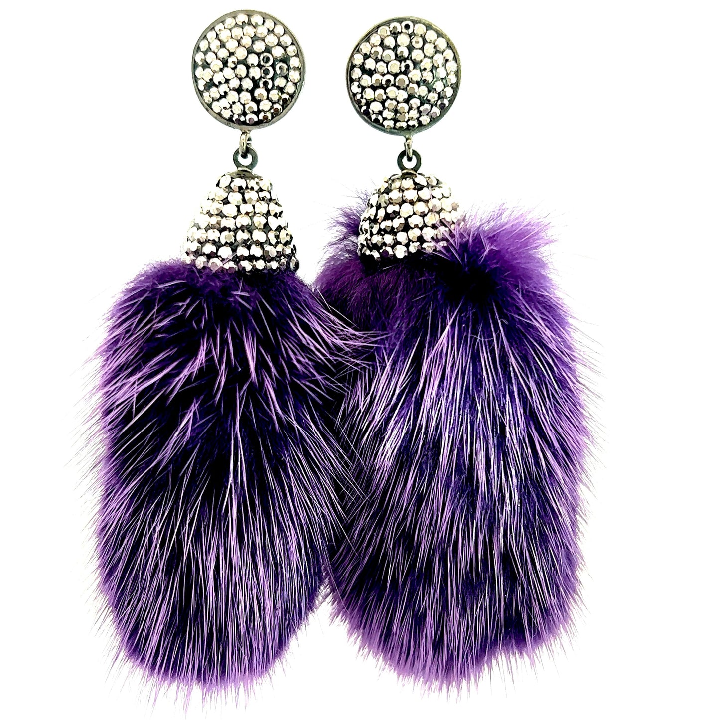 Purple Fur Drop Crystal Earring - Born To Glam