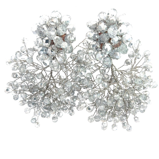 Silver Crystal Sculpture Statement Clip On Earring - Born To Glam