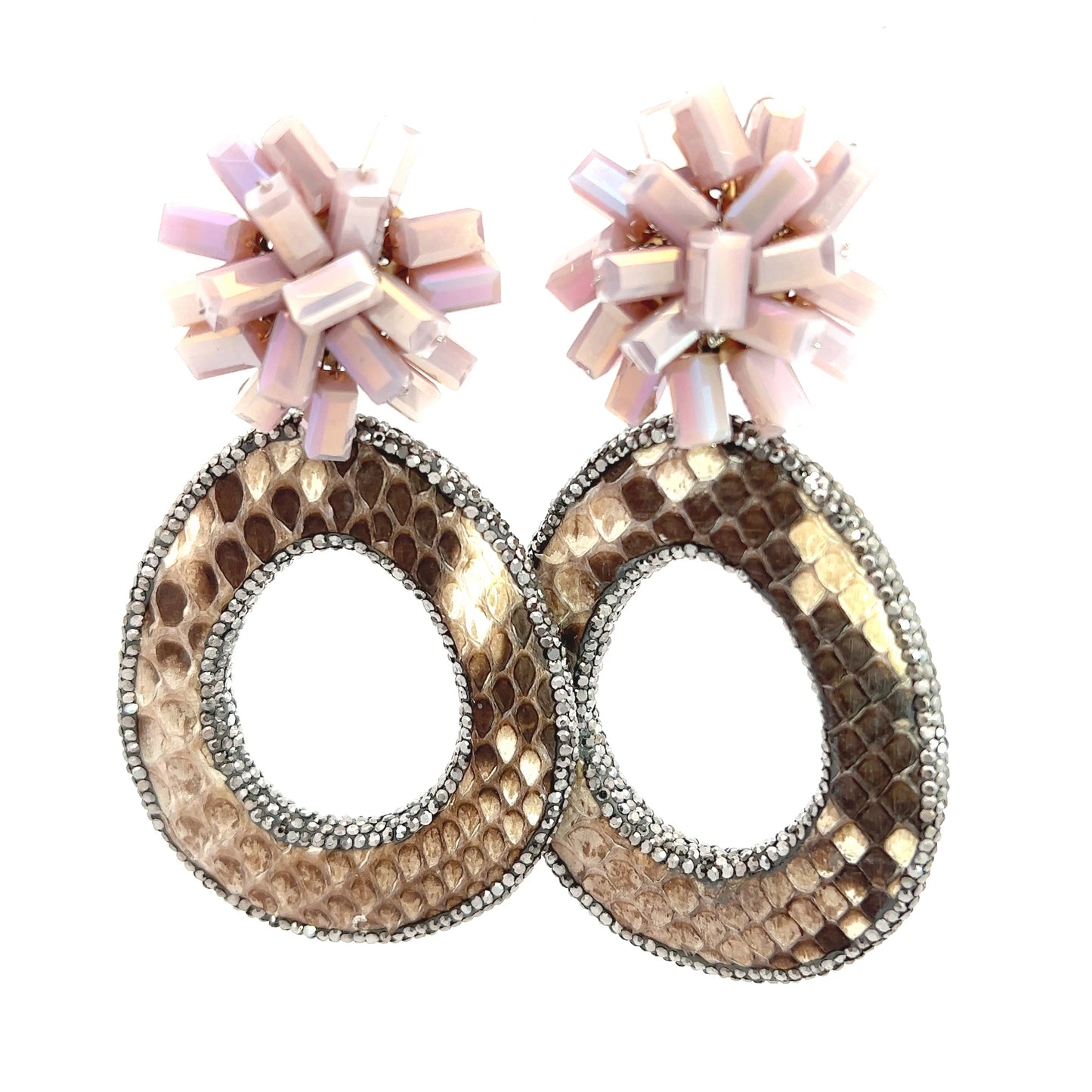 Load image into Gallery viewer, Orchid Python Sterling Silver Statement Earrings - Born To Glam
