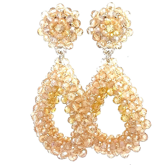 Champagne Crystal Teardrop Statement Cilp On Earring - Born To Glam