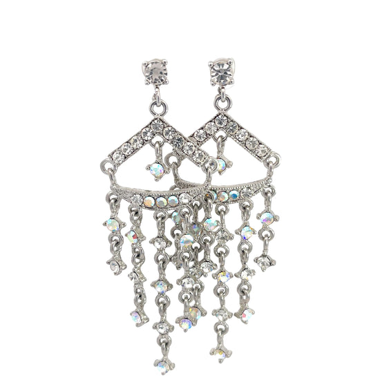 Load image into Gallery viewer, Iridescent Crystal Triangle Top Crystal Chandelier Earring - Born To Glam
