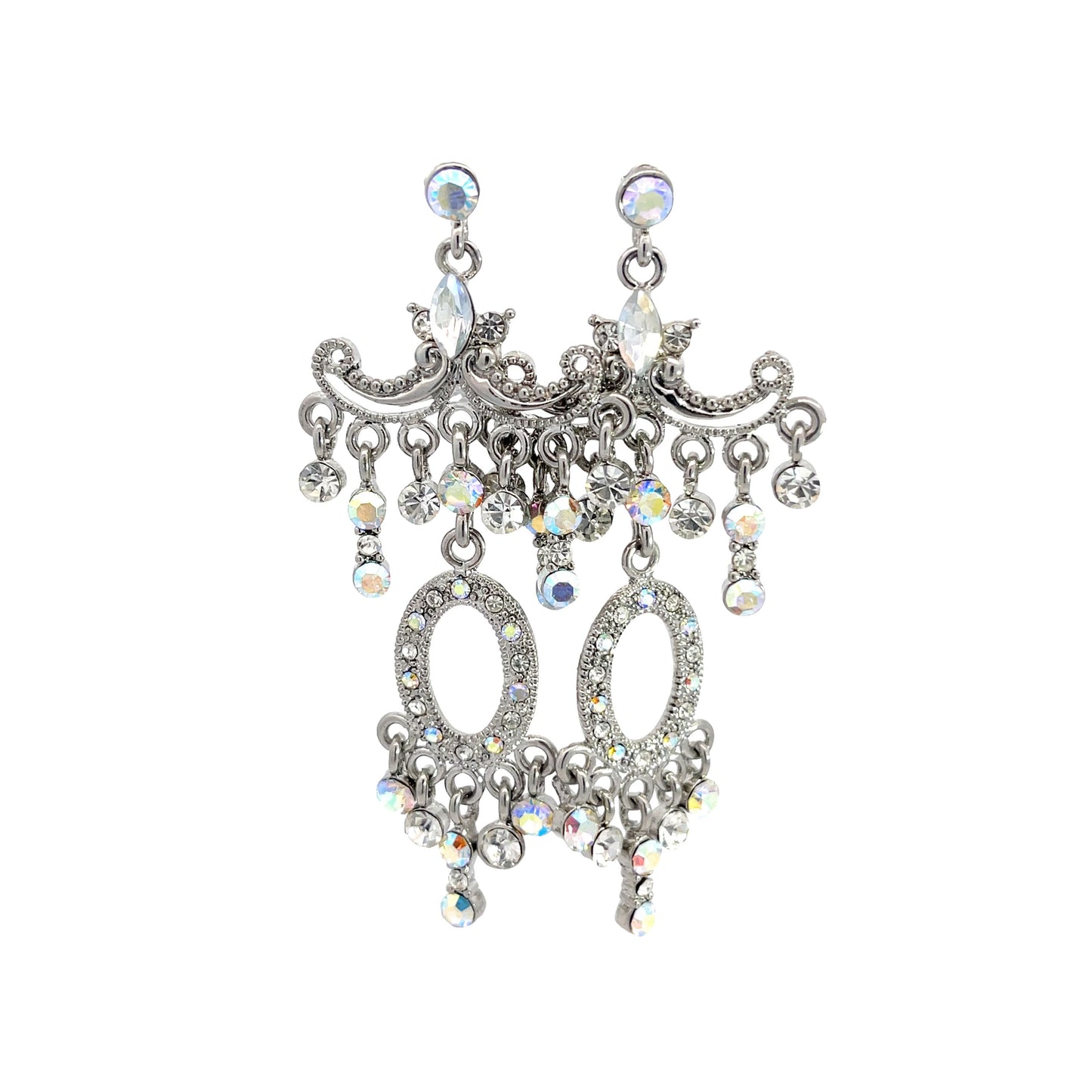 Load image into Gallery viewer, Iridescent Crystal Drape Chandelier Earring - Born To Glam
