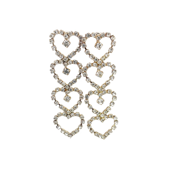 Load image into Gallery viewer, Rhinestone Hearts Drop Earring - Born To Glam
