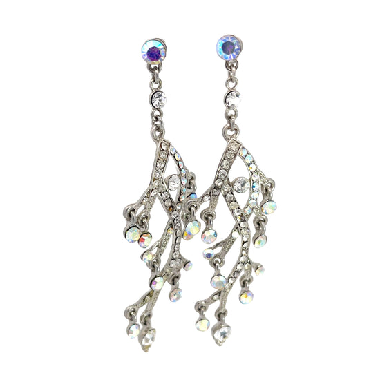 Load image into Gallery viewer, Iridescent Crystal Wave Drop Chandelier Earring - Born To Glam
