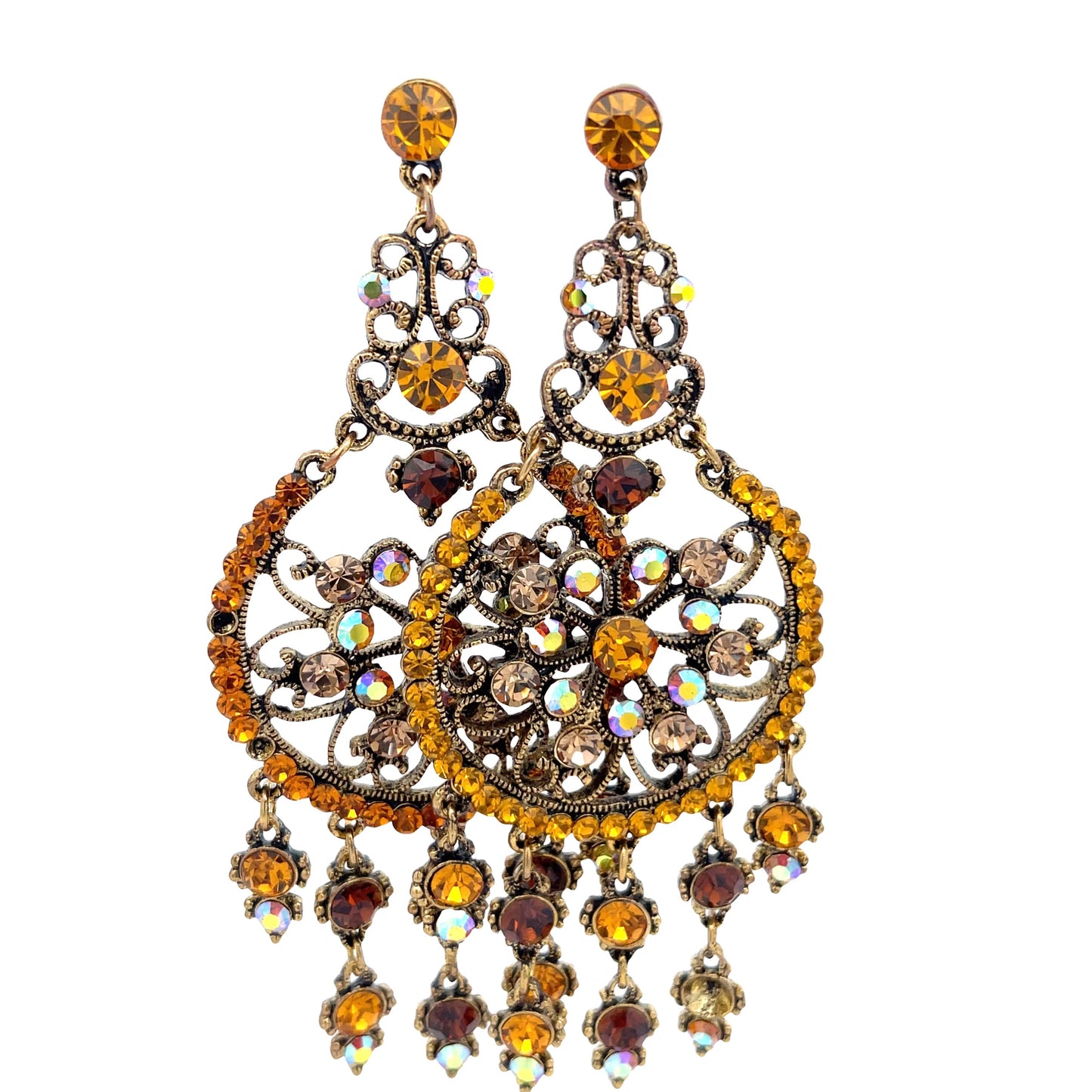 Amber Iridescent Chandelier Earring - Born To Glam