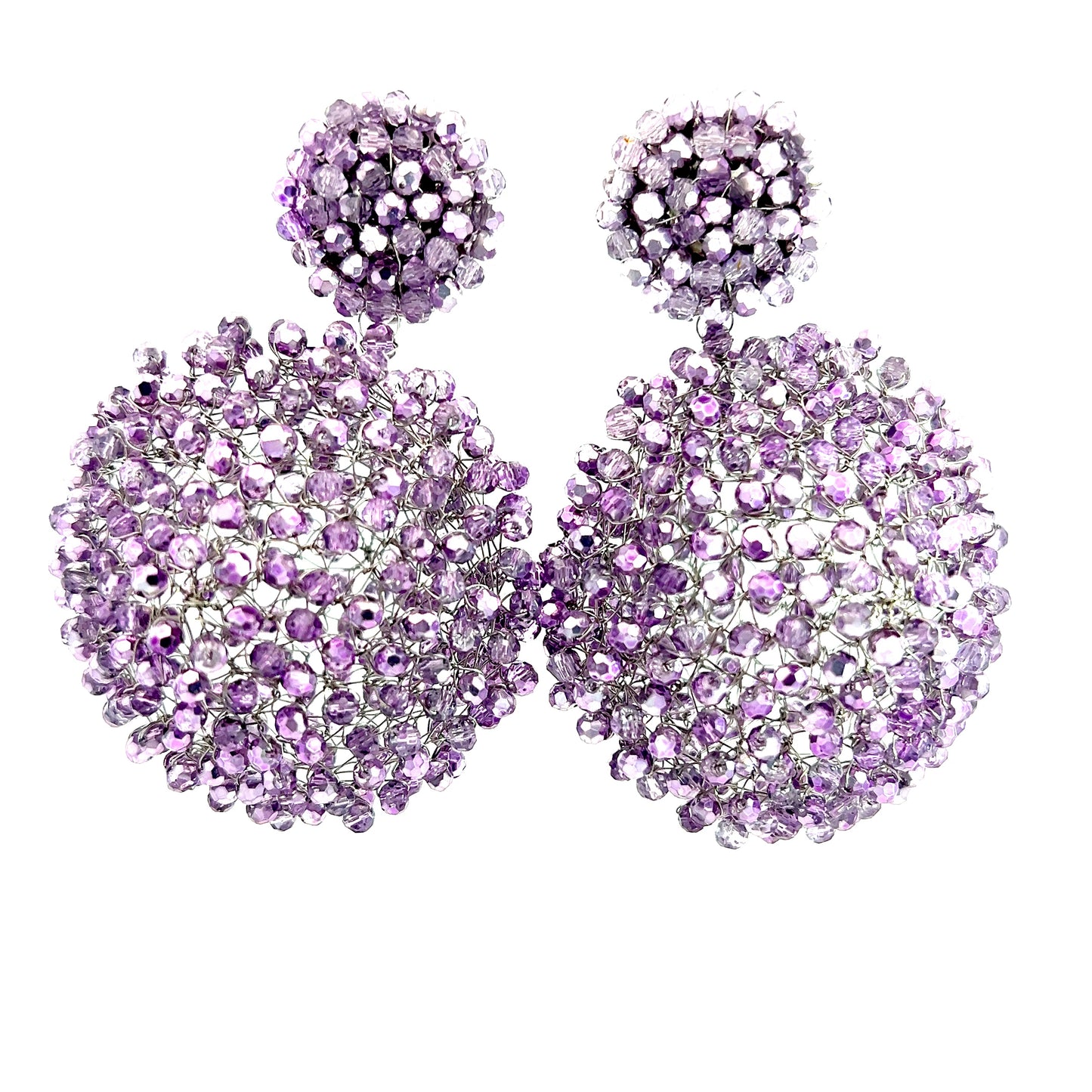 Load image into Gallery viewer, Purple Crystal Sphere Statement Clip On Earring - Born To Glam
