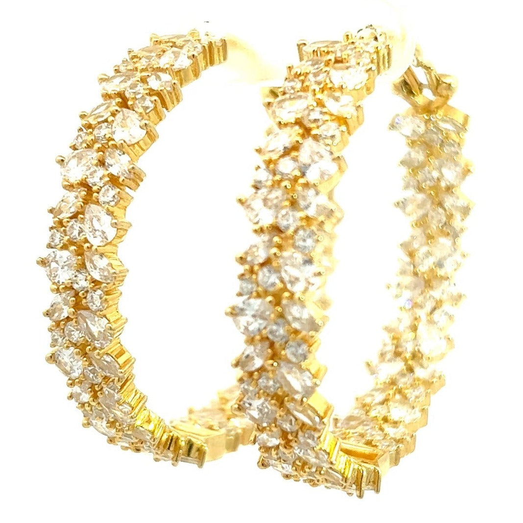 Load image into Gallery viewer, Gold Radiance CZ Crystal Hoop Earrings - Born To Glam
