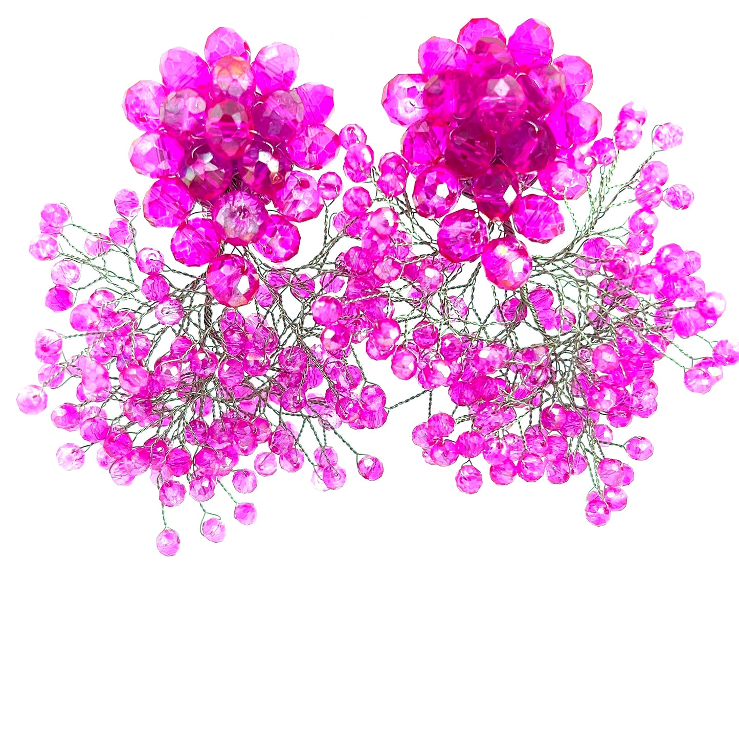 Load image into Gallery viewer, Pink Crystal Sculpture Statement Clip On Earring - Born To Glam
