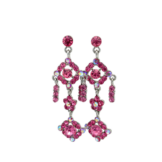 Load image into Gallery viewer, Pink Crystal Chandelier Flower Earring - Born To Glam
