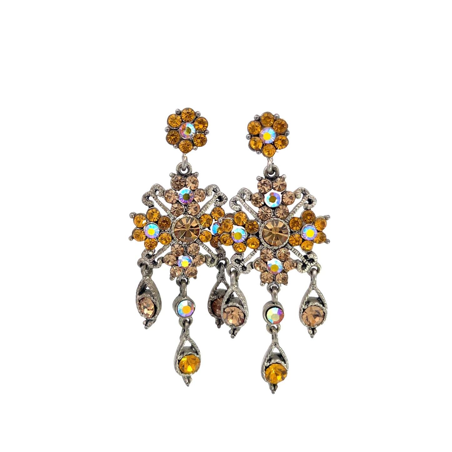Load image into Gallery viewer, Golden Yellow Crystal Chandelier Earring - Born To Glam
